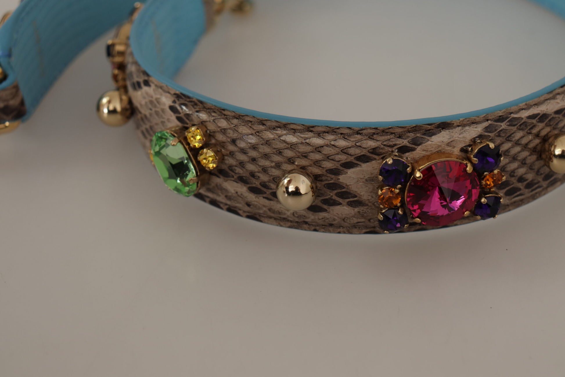 Dolce & Gabbana Brown Exotic Leather Crystals Shoulder Strap - ClickThatClicks 