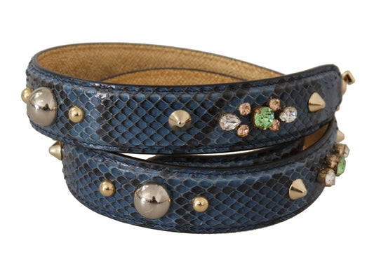 Dolce & Gabbana Blue Exotic Leather Crystals Shoulder Strap - ClickThatClicks 