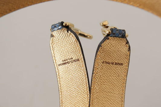 Dolce & Gabbana Blue Exotic Leather Crystals Shoulder Strap - ClickThatClicks 