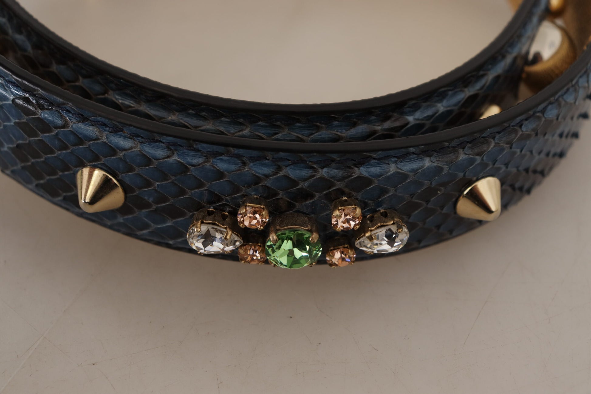 Dolce & Gabbana Blue Exotic Leather Crystals Shoulder Strap - ClickThatClicks 