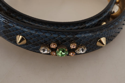 Dolce & Gabbana Blue Exotic Leather Crystals Shoulder Strap - ClickThatClicks 