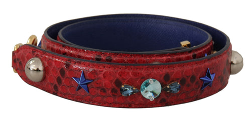 Dolce & Gabbana Red Exotic Leather Crystals Shoulder Strap - ClickThatClicks 