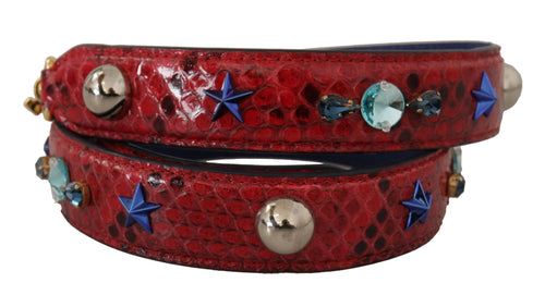 Dolce & Gabbana Red Exotic Leather Crystals Shoulder Strap - ClickThatClicks 