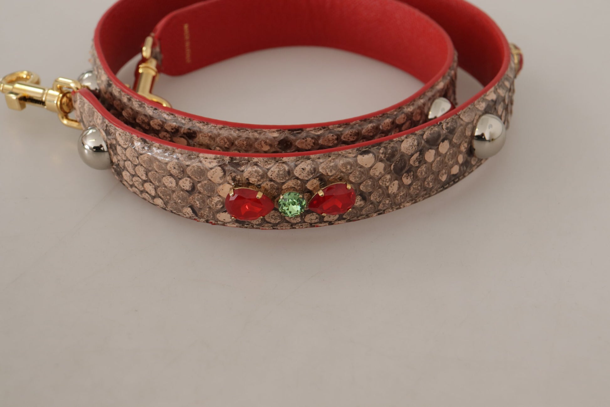 Dolce & Gabbana Brown Python Leather Crystals Shoulder Strap - ClickThatClicks 
