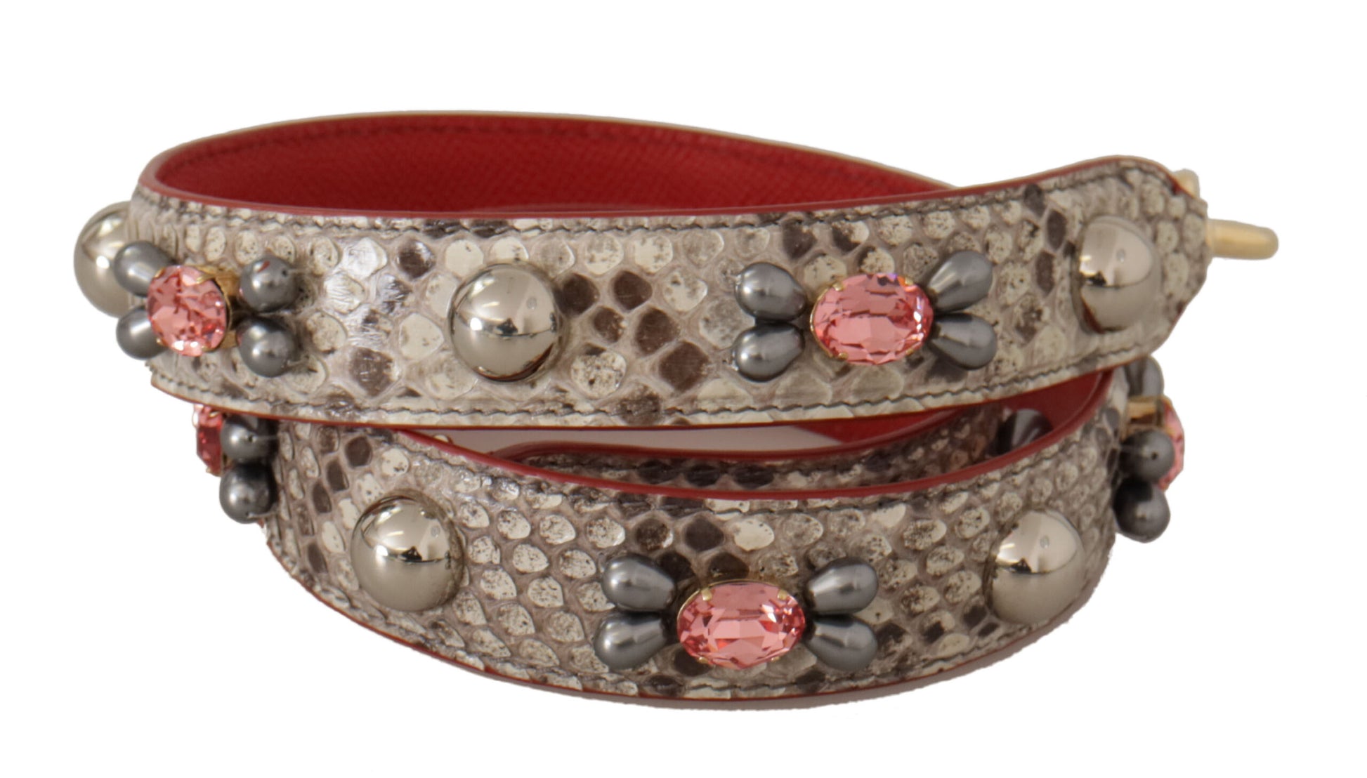 Dolce & Gabbana Beige Exotic Leather Studded Shoulder Strap - ClickThatClicks 