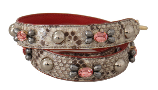 Dolce & Gabbana Beige Exotic Leather Studded Shoulder Strap - ClickThatClicks 