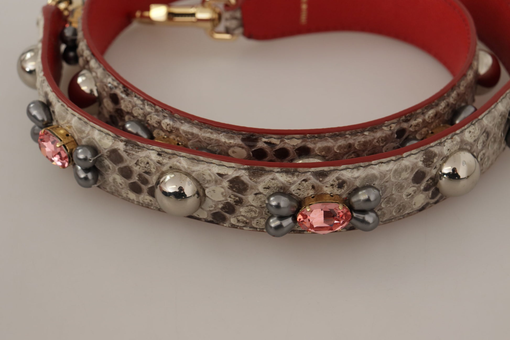 Dolce & Gabbana Beige Exotic Leather Studded Shoulder Strap - ClickThatClicks 