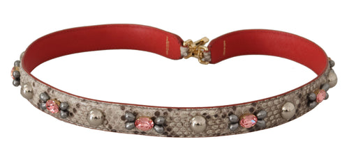 Dolce & Gabbana Beige Exotic Leather Studded Shoulder Strap - ClickThatClicks 