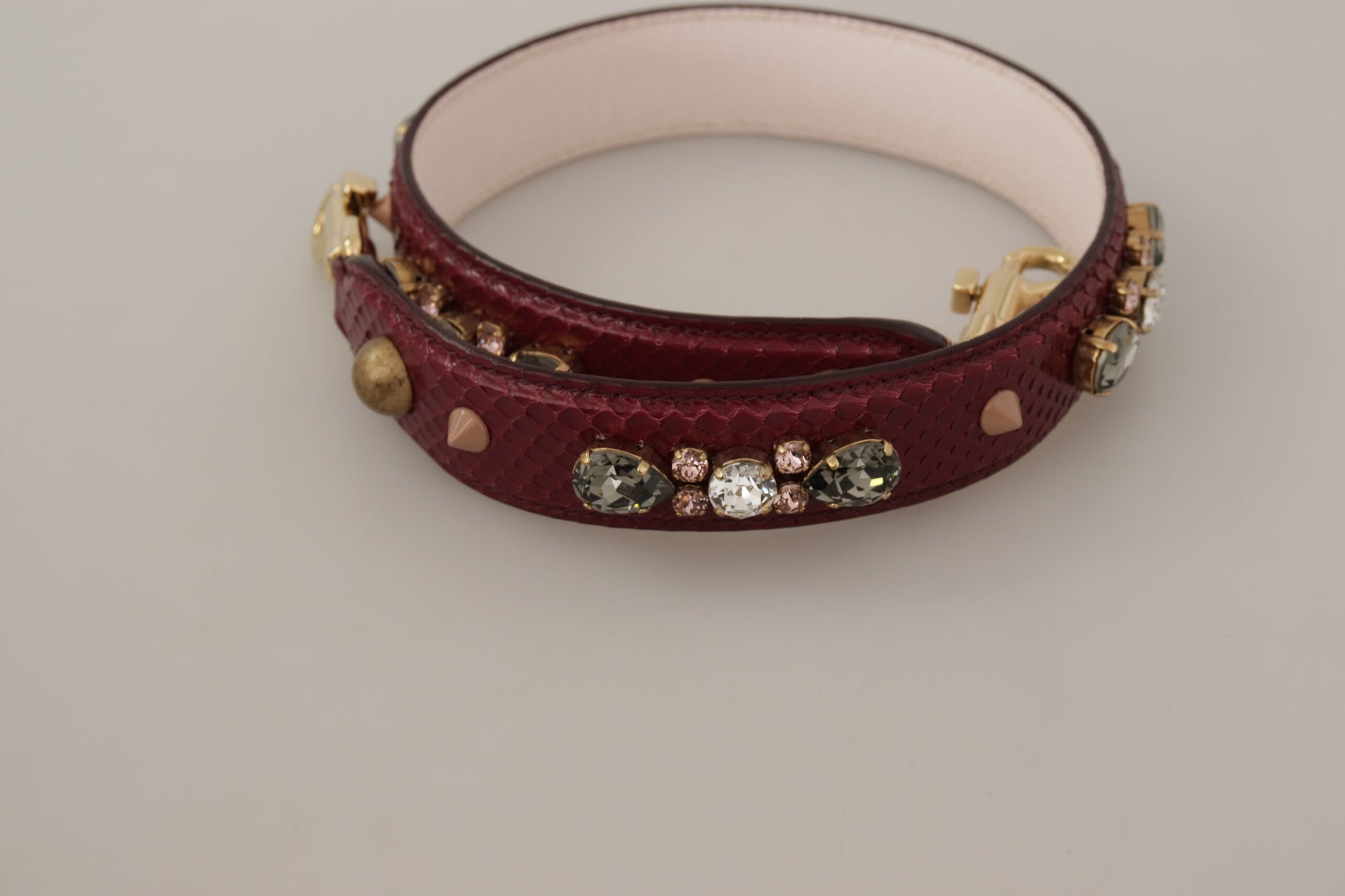 Dolce & Gabbana Bordeaux Leather Crystals Bag Shoulder Strap - ClickThatClicks 