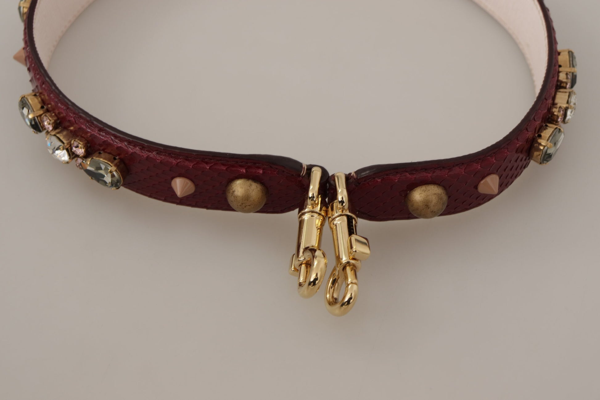 Dolce & Gabbana Bordeaux Leather Crystals Bag Shoulder Strap - ClickThatClicks 