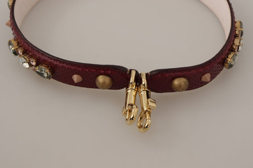 Dolce & Gabbana Bordeaux Leather Crystals Bag Shoulder Strap - ClickThatClicks 