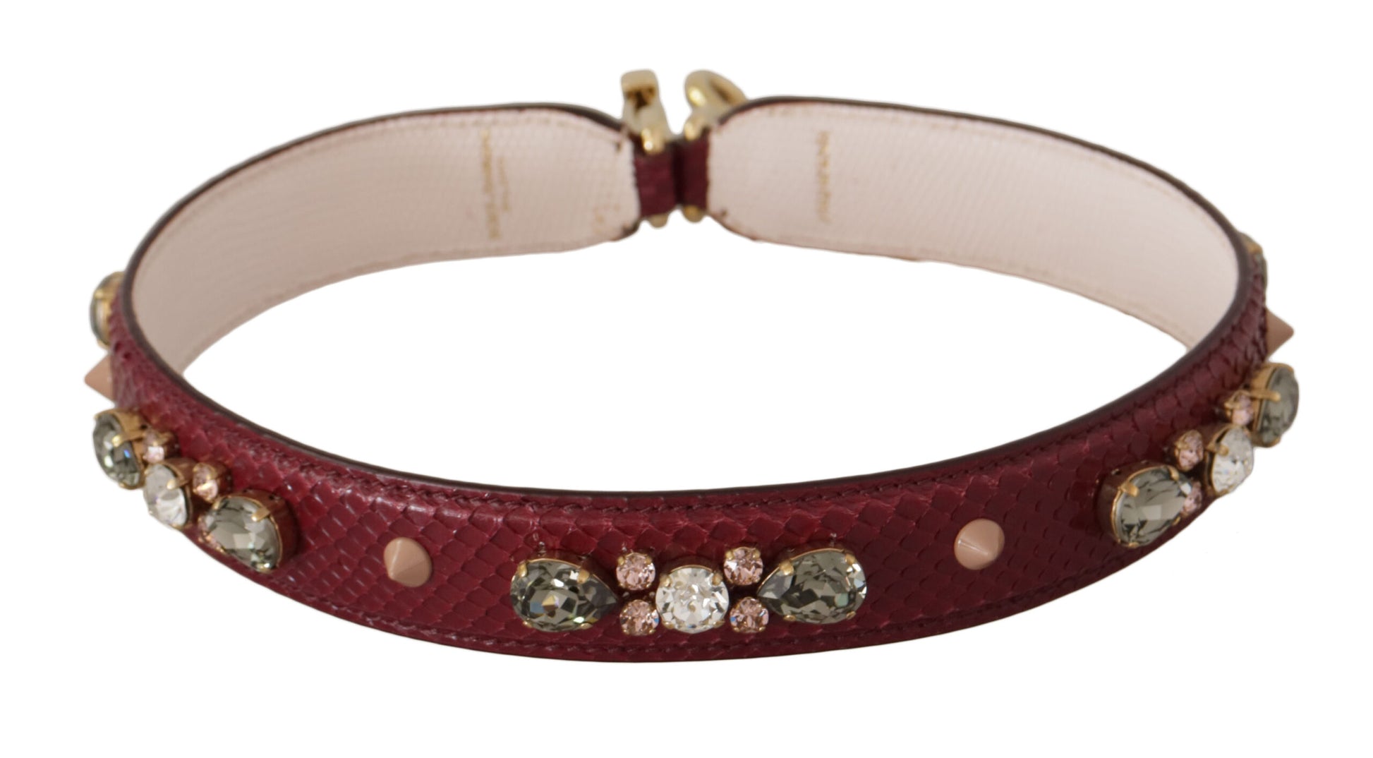 Dolce & Gabbana Bordeaux Leather Crystals Bag Shoulder Strap - ClickThatClicks 