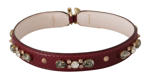 Dolce & Gabbana Bordeaux Leather Crystals Bag Shoulder Strap - ClickThatClicks 