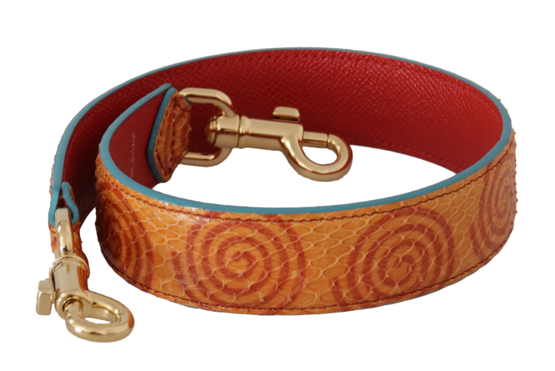 Dolce & Gabbana Orange Leather Swirl Print Bag Shoulder Strap - ClickThatClicks 