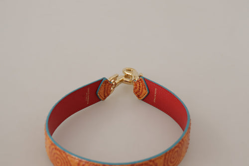 Dolce & Gabbana Orange Leather Swirl Print Bag Shoulder Strap - ClickThatClicks 
