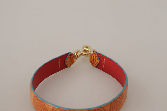 Dolce & Gabbana Orange Leather Swirl Print Bag Shoulder Strap - ClickThatClicks 
