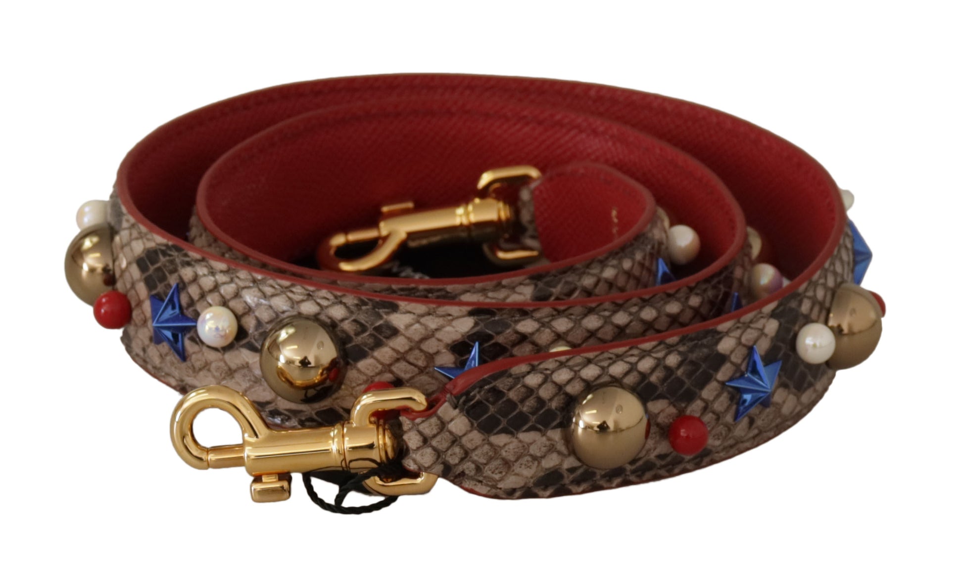 Dolce & Gabbana Brown Python Leather Studded Shoulder Strap - ClickThatClicks 