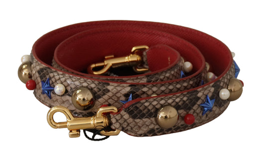 Dolce & Gabbana Brown Python Leather Studded Shoulder Strap - ClickThatClicks 