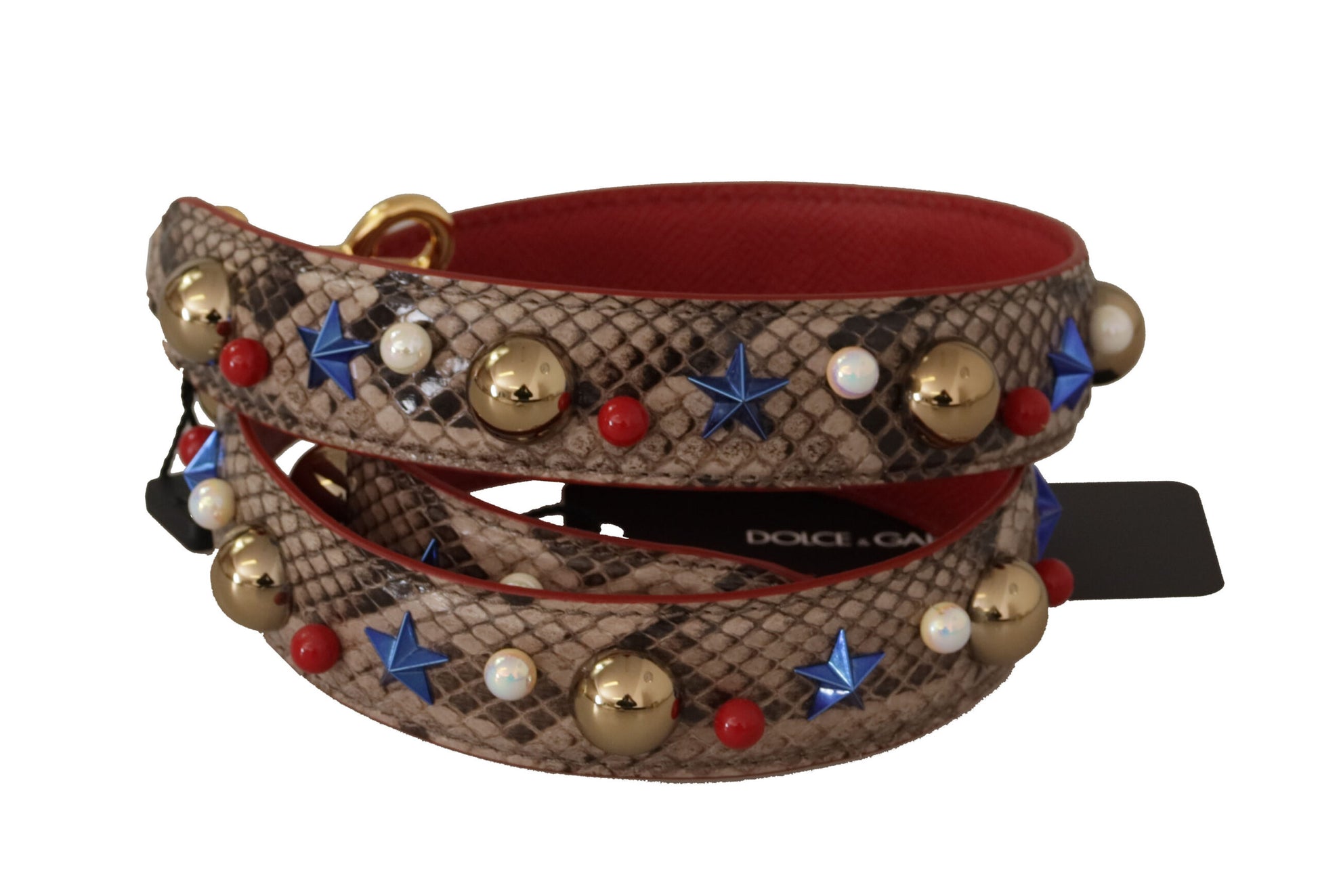 Dolce & Gabbana Brown Python Leather Studded Shoulder Strap - ClickThatClicks 