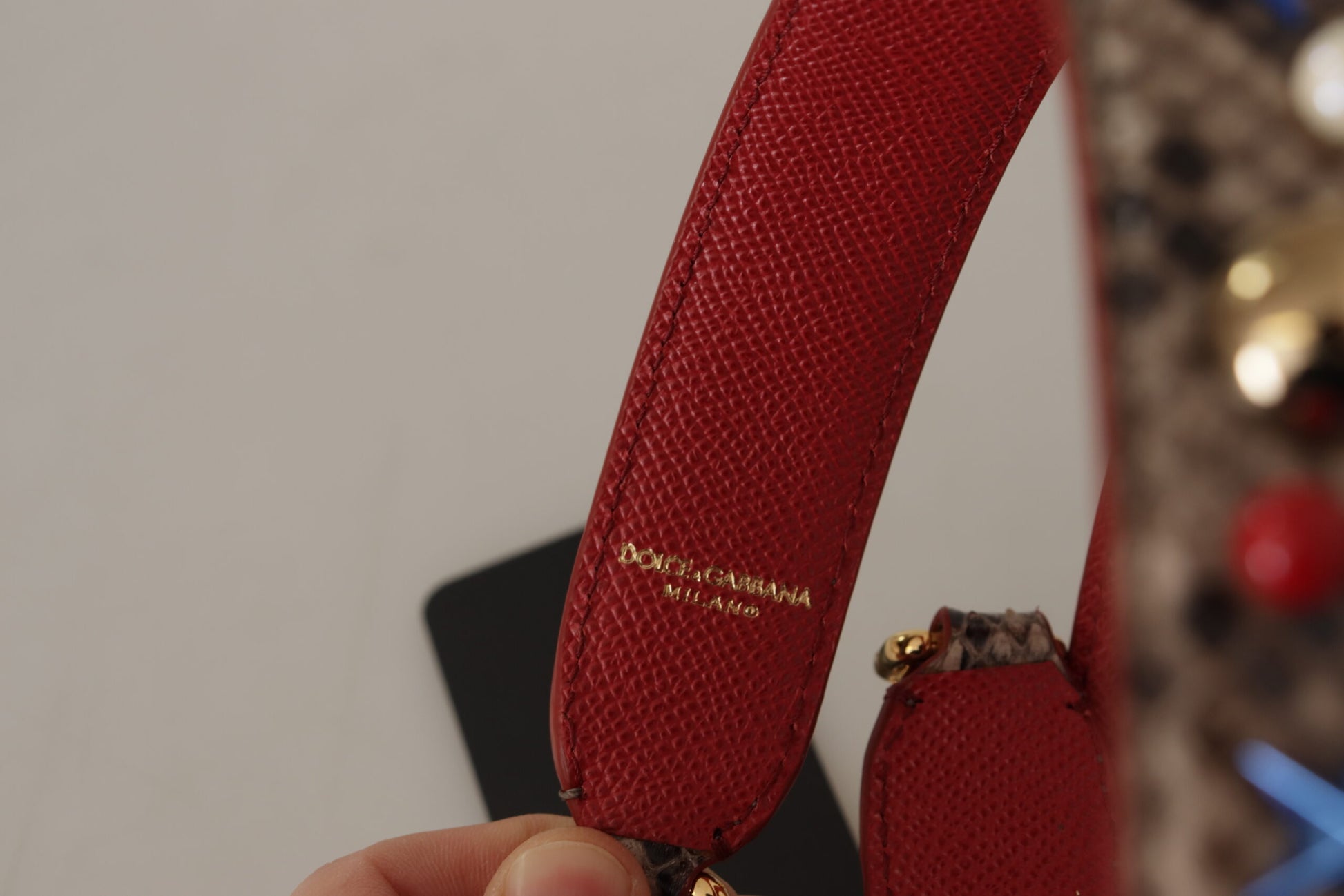 Dolce & Gabbana Brown Python Leather Studded Shoulder Strap - ClickThatClicks 