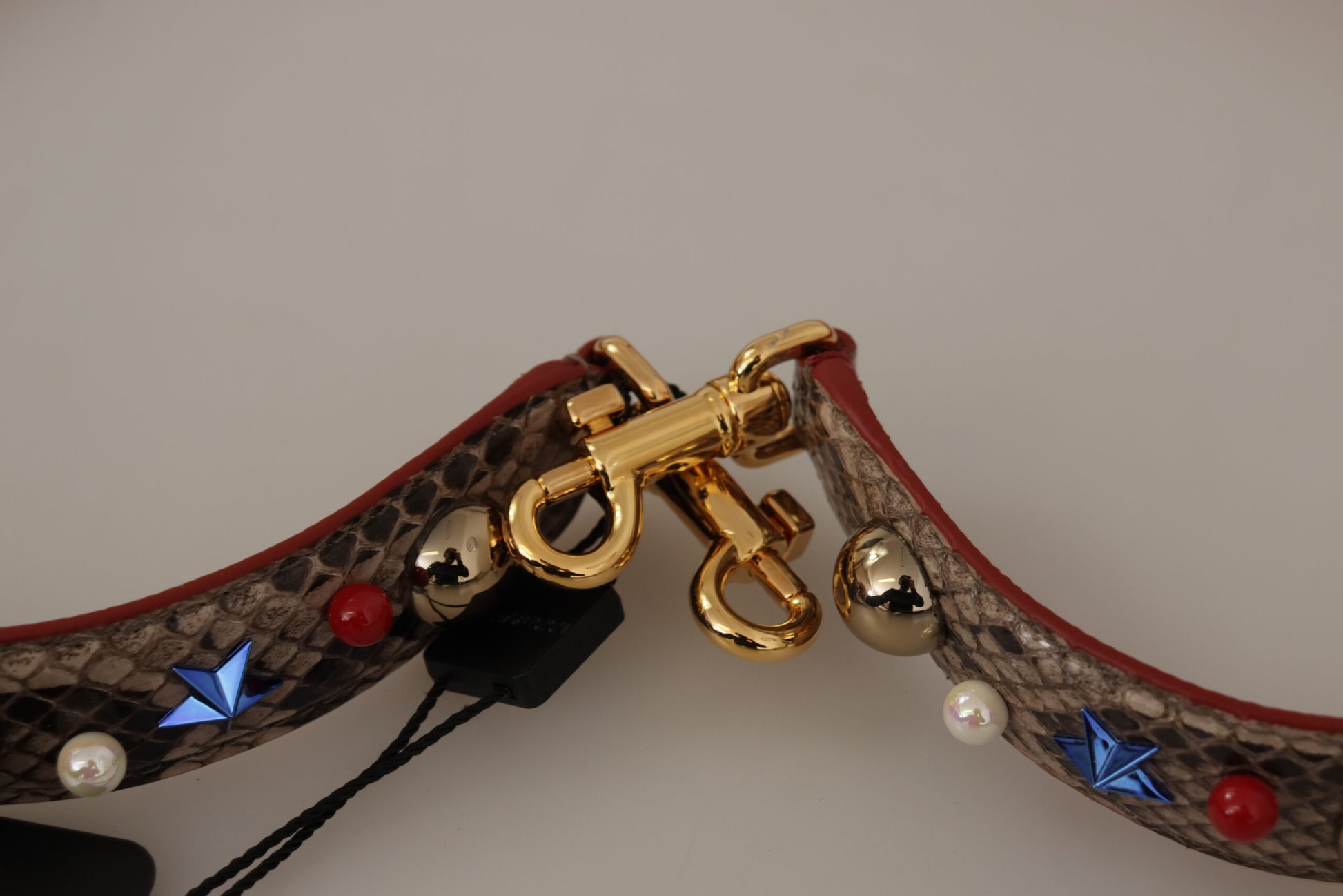 Dolce & Gabbana Brown Python Leather Studded Shoulder Strap - ClickThatClicks 