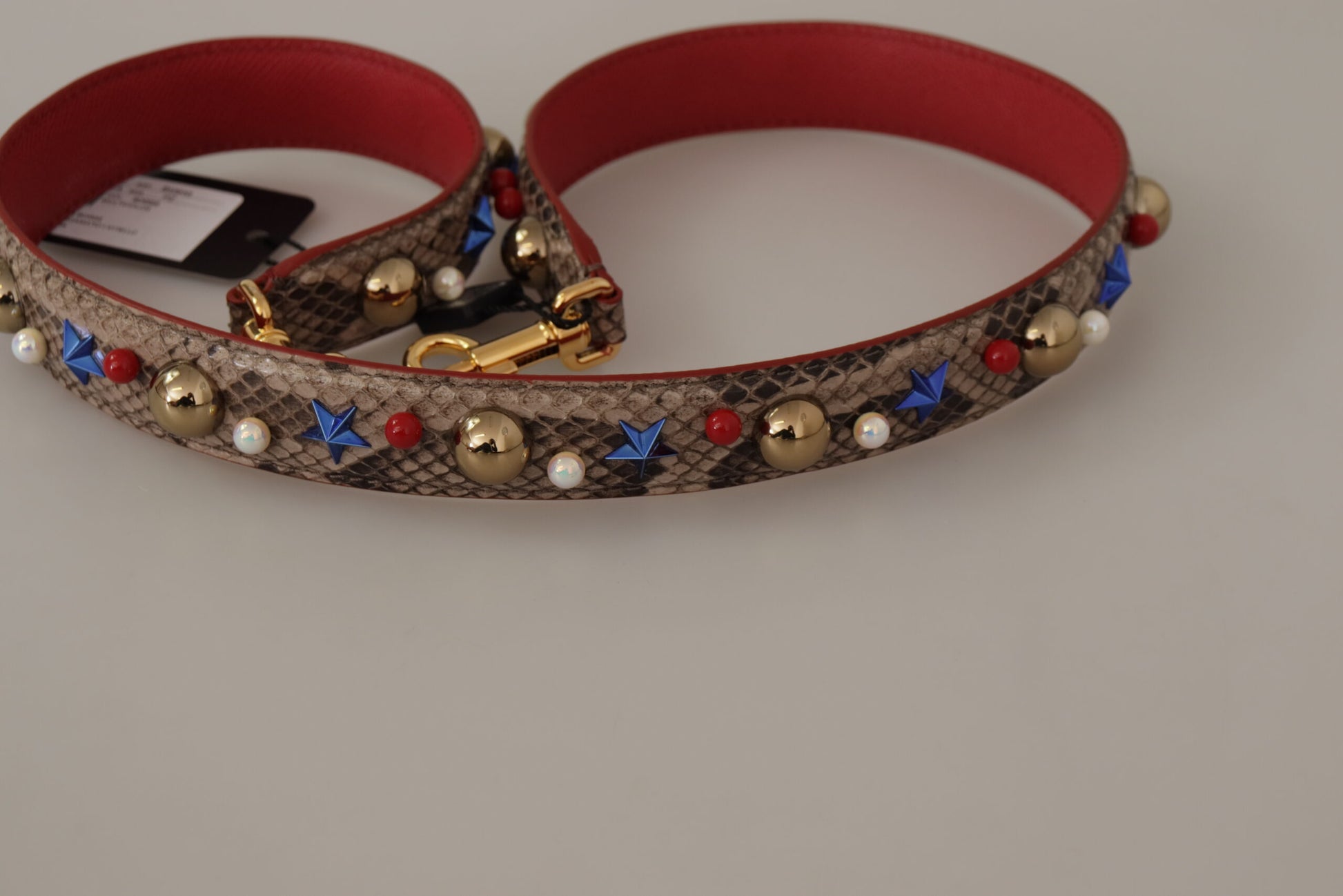 Dolce & Gabbana Brown Python Leather Studded Shoulder Strap - ClickThatClicks 