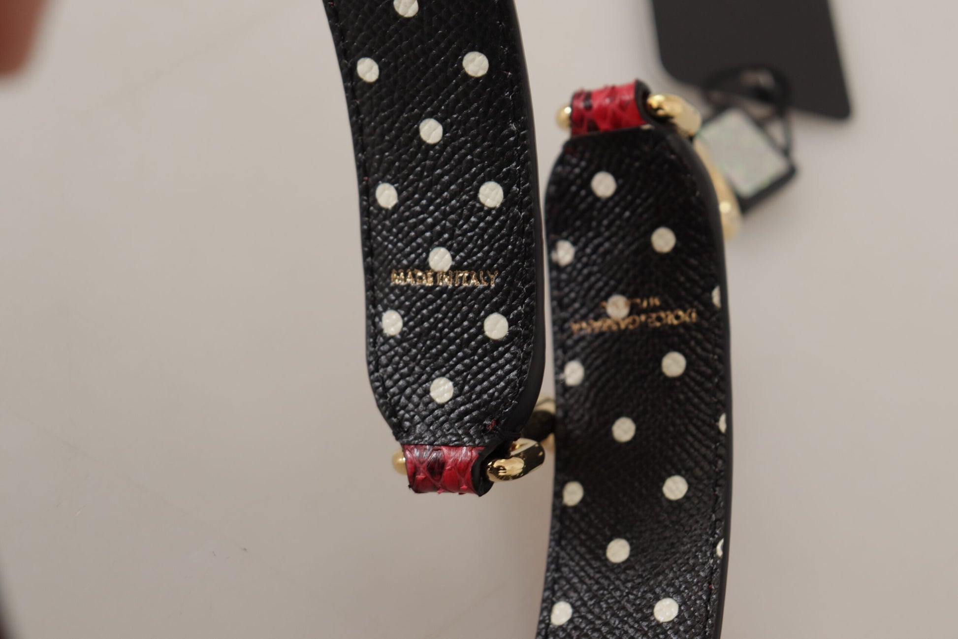 Dolce & Gabbana Red Python Leather Crystals Reversible Shoulder Strap - ClickThatClicks 