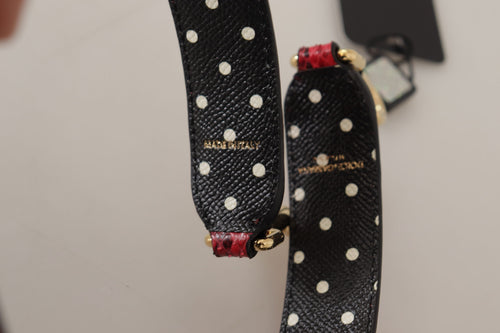 Dolce & Gabbana Red Python Leather Crystals Reversible Shoulder Strap - ClickThatClicks 
