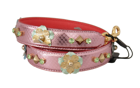 Dolce & Gabbana Metallic Pink Leather Studded Shoulder Strap - ClickThatClicks 