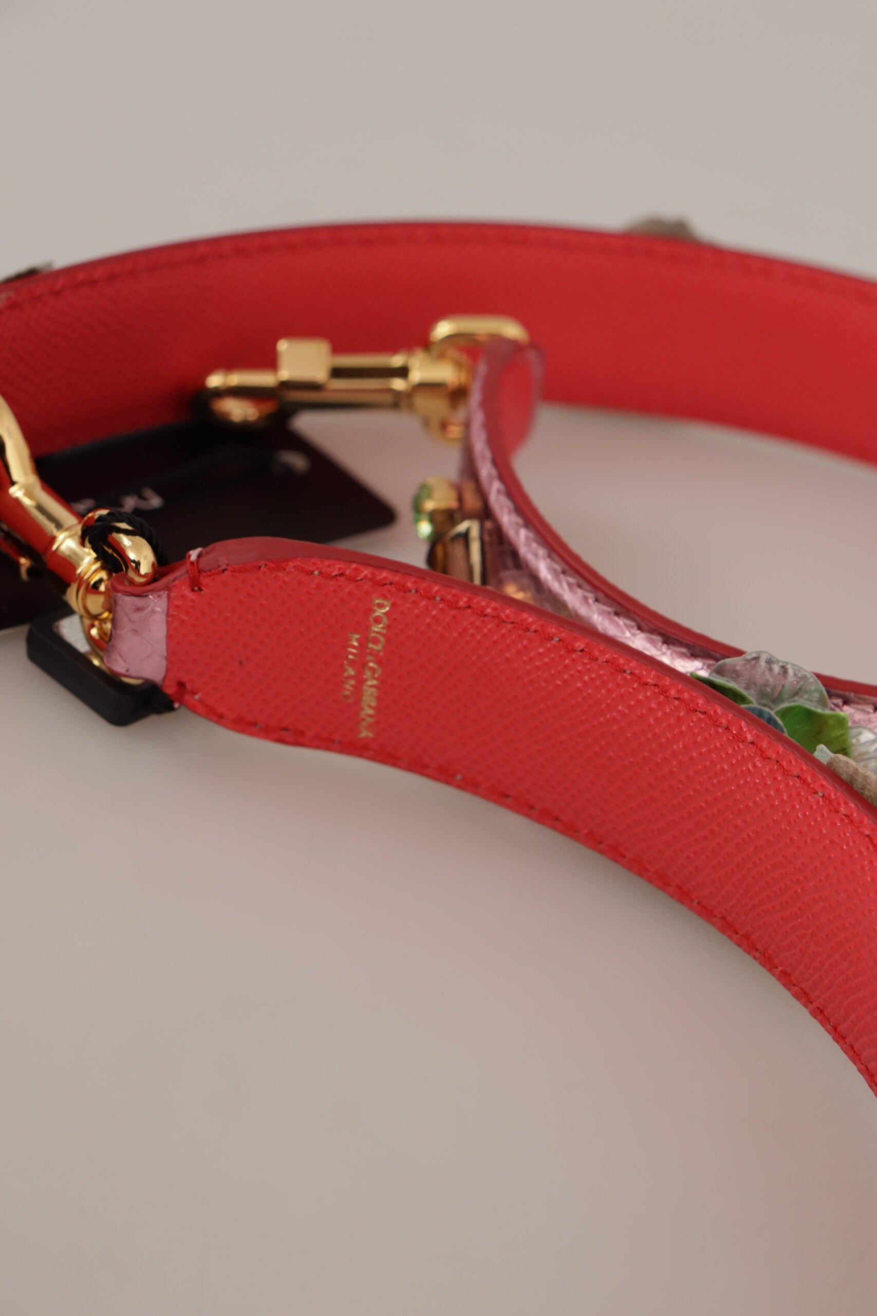 Dolce & Gabbana Metallic Pink Leather Studded Shoulder Strap - ClickThatClicks 