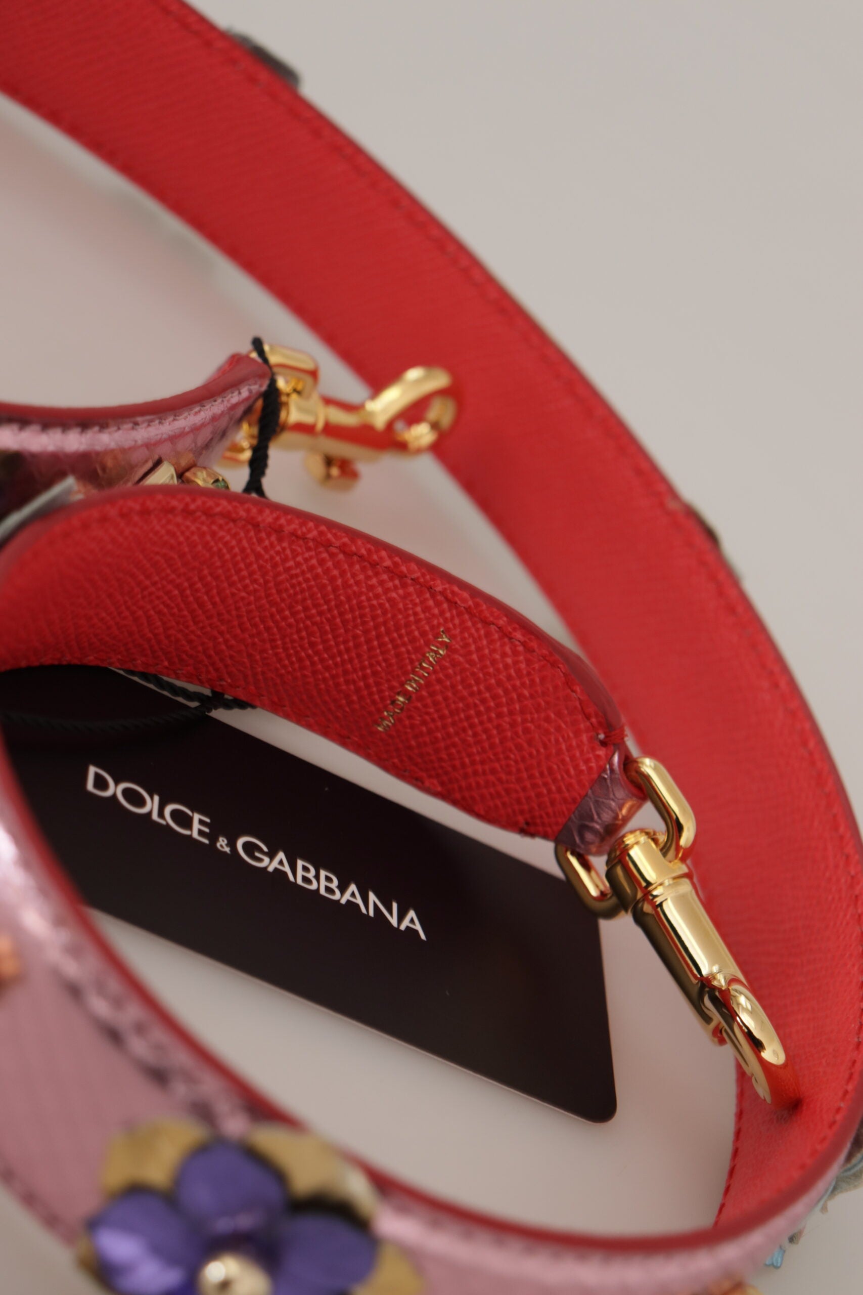 Dolce & Gabbana Metallic Pink Leather Studded Shoulder Strap - ClickThatClicks 