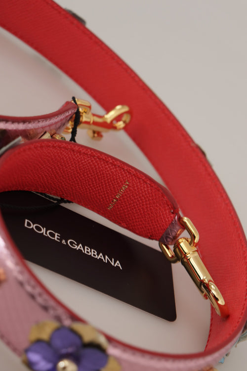 Dolce & Gabbana Metallic Pink Leather Studded Shoulder Strap - ClickThatClicks 