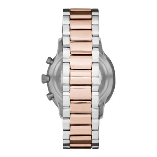 Emporio Armani Silver and Bronze Steel Chronograph Watch - ClickThatClicks 