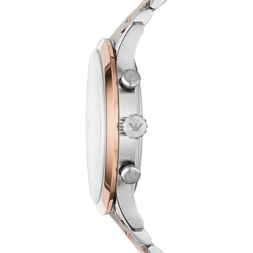 Emporio Armani Silver and Bronze Steel Chronograph Watch - ClickThatClicks 