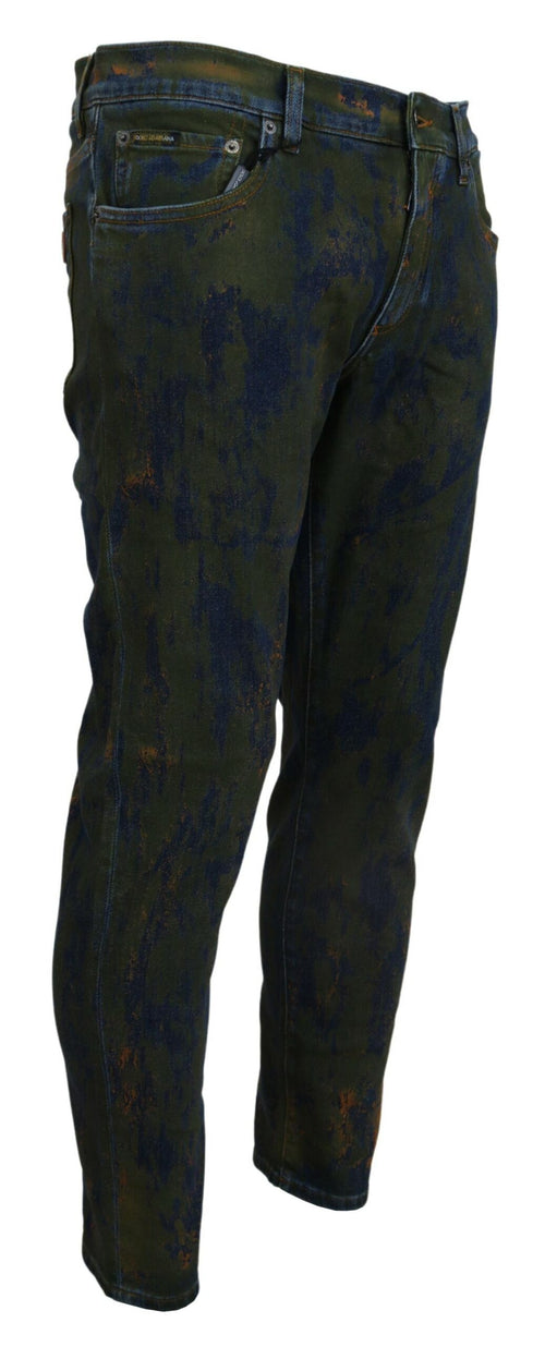 Dolce & Gabbana Blue Green Skinny Cotton Denim Jeans - ClickThatClicks 
