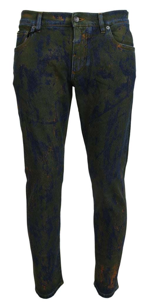 Dolce & Gabbana Blue Green Skinny Cotton Denim Jeans - ClickThatClicks 