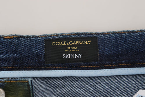 Dolce & Gabbana Blue Green Skinny Cotton Denim Jeans - ClickThatClicks 