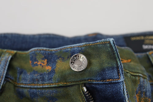 Dolce & Gabbana Blue Green Skinny Cotton Denim Jeans - ClickThatClicks 