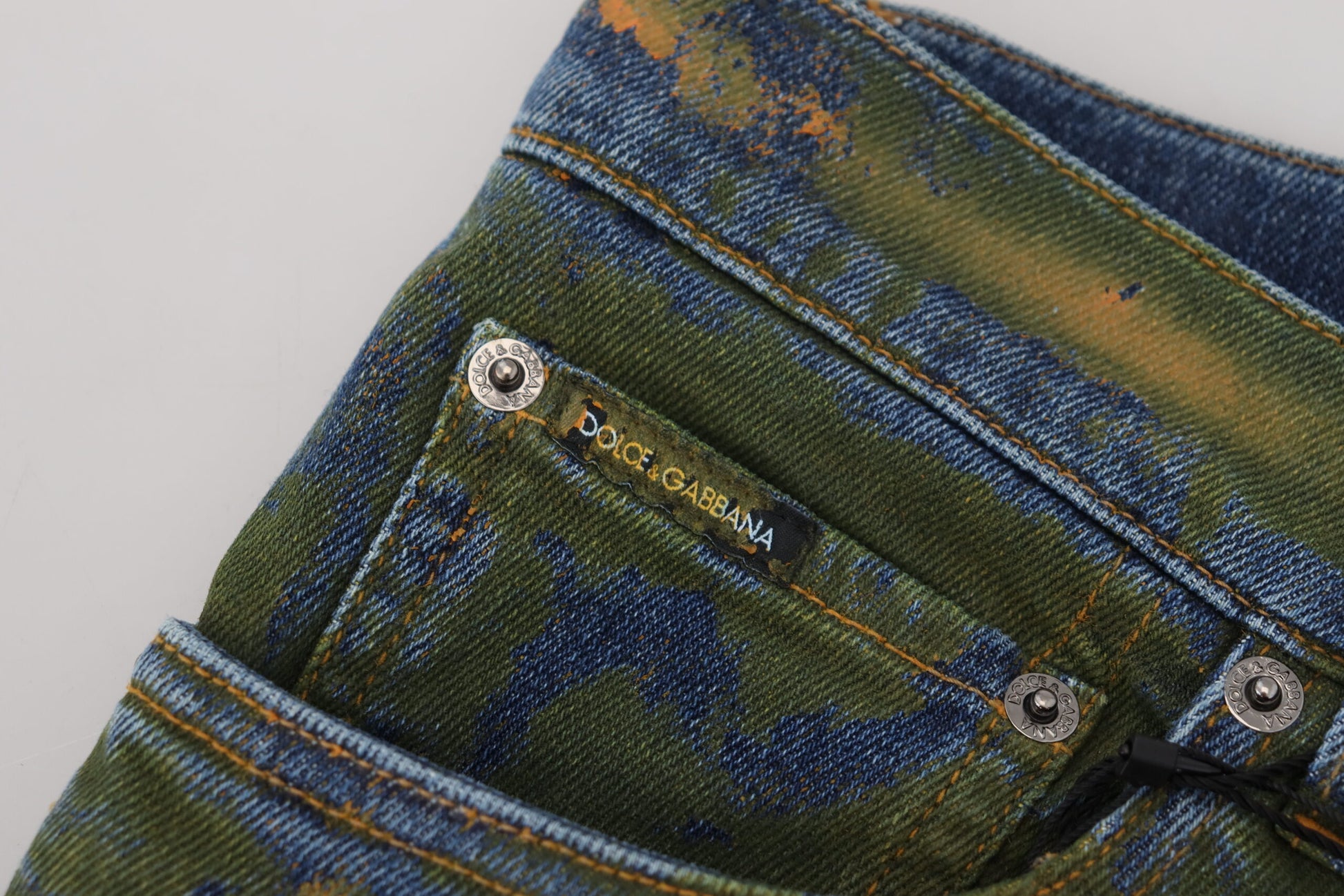 Dolce & Gabbana Blue Green Skinny Cotton Denim Jeans - ClickThatClicks 