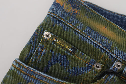 Dolce & Gabbana Blue Green Skinny Cotton Denim Jeans - ClickThatClicks 