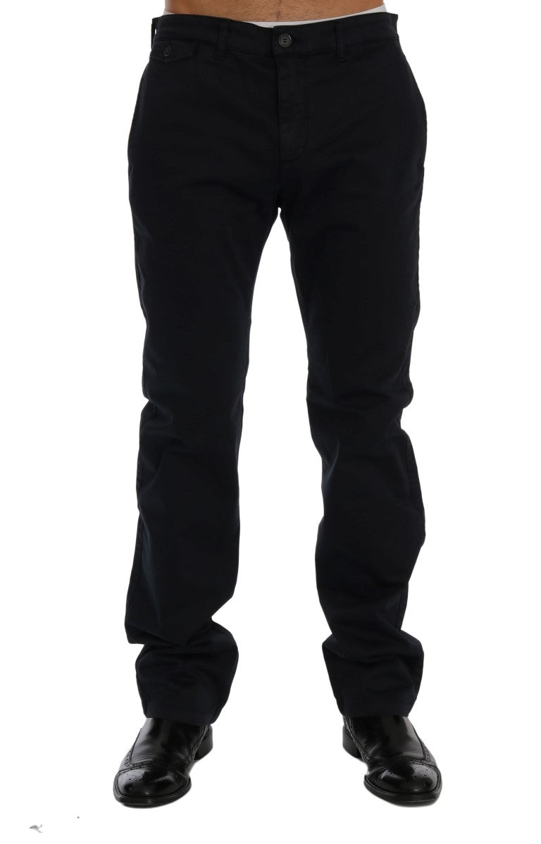 GF Ferre Blue Cotton Stretch Chinos Pants - ClickThatClicks 