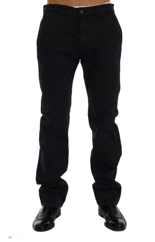 GF Ferre Blue Cotton Stretch Chinos Pants - ClickThatClicks 