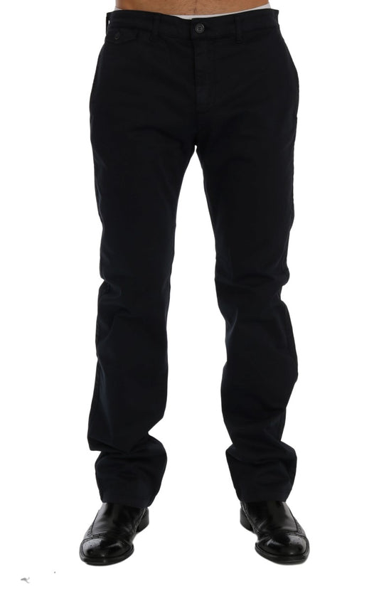 GF Ferre Blue Cotton Stretch Chinos Pants - ClickThatClicks 