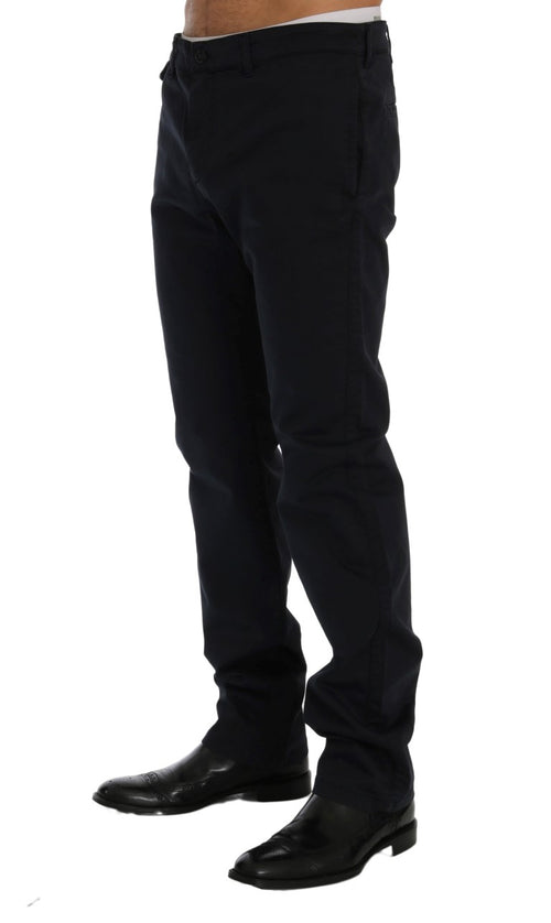 GF Ferre Blue Cotton Stretch Chinos Pants - ClickThatClicks 