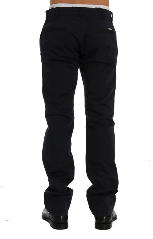 GF Ferre Blue Cotton Stretch Chinos Pants - ClickThatClicks 