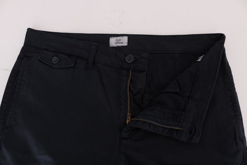 GF Ferre Blue Cotton Stretch Chinos Pants - ClickThatClicks 