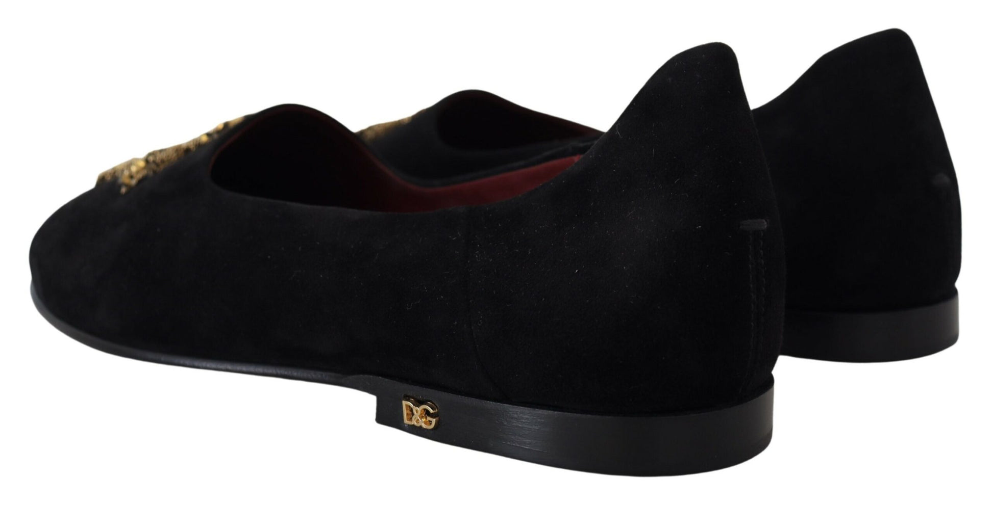 Dolce & Gabbana Black Suede Gold Cross Slip On Loafers Shoes - ClickThatClicks 