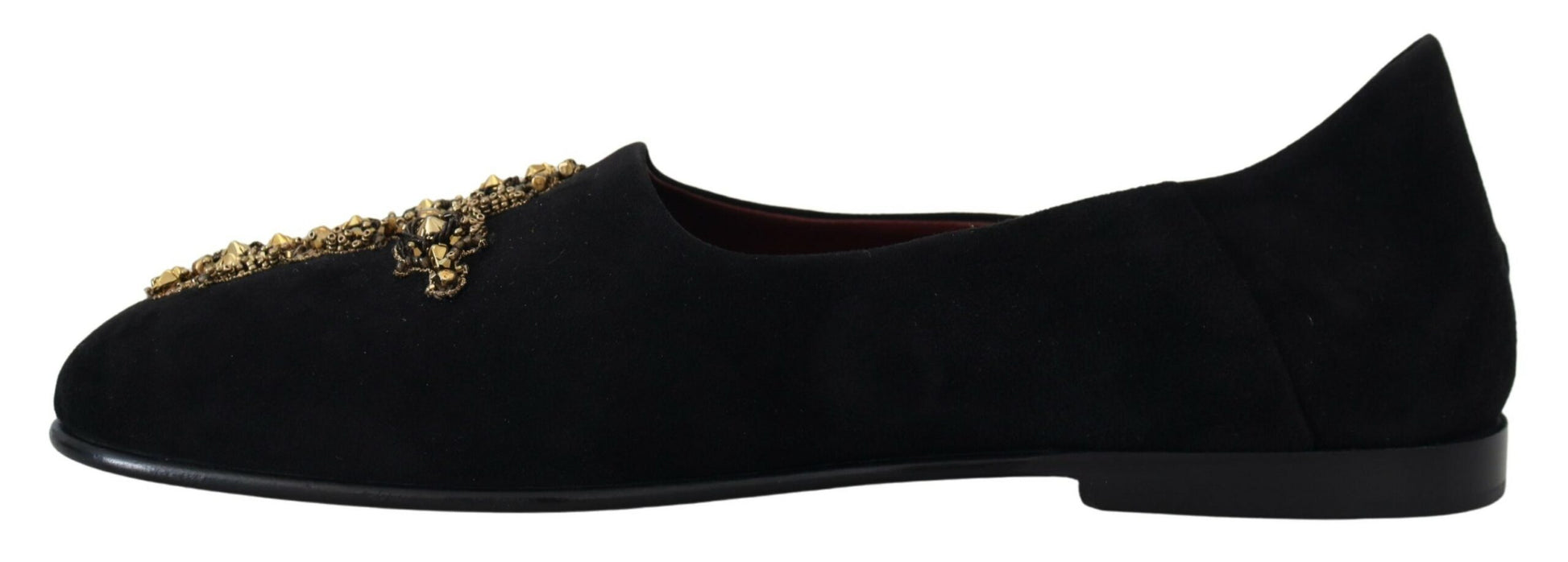 Dolce & Gabbana Black Suede Gold Cross Slip On Loafers Shoes - ClickThatClicks 