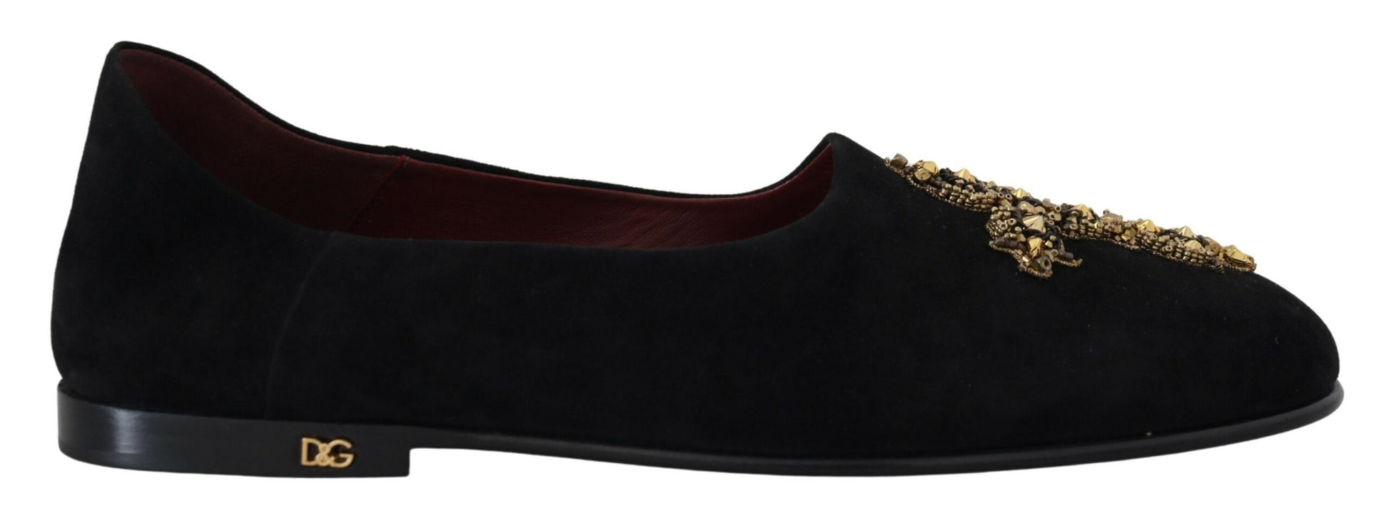 Dolce & Gabbana Black Suede Gold Cross Slip On Loafers Shoes - ClickThatClicks 