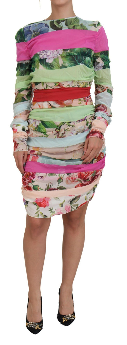 Dolce & Gabbana Multicolor Silk Floral Bodycon Sheath Dress - ClickThatClicks 